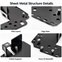 Support de fabrication sur mesure en tôle de précision OEM, plaque d'installation noire thermolaquée pour l'électronique