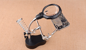 MG16126-A 3.5x12x मदद तीसरे हाथ क्लिप दबाना एलईडी आवर्धक कांच कहिया स्टैंड ताल वेल्डिंग Rework मरम्मत धारक - Product Image 2