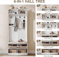 Porte-manteau moderne en bois pour entrée, banc d'arbre, crochets de rangement pour chaussures, armoire en rotin pour couloir, salon, vestiaire, vente en gros
