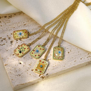 قلادة تارو من الفولاذ المقاوم للصدأ المطلي بالذهب عيار 18 قيراط مع مينا زيكسوان، أفضل هدية لعيد الميلاد - Product Image 3