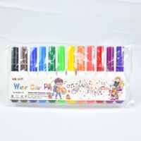 Ensemble de 12 stylos marqueurs à l'aquarelle pour enfants, crayons de dessin artistique avec sac à fermeture éclair en PVC