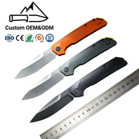 Couteau de poche pliant de haute qualité en acier 8Cr14MoV, lame à pointe tombante, boucle de lanière dorée, manche en aluminium, EDC, camping, OEM