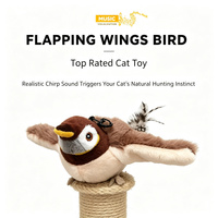 Jouet interactif pour chat en forme d'oiseau qui bat des ailes, jouet en peluche sonore rechargeable activé par le toucher avec herbe à chat pour chaton, idéal pour le jeu autonome