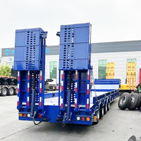Semi-remorque à plateau surbaissé en acier robuste pour le transport de machines lourdes avec échelle à ressorts mécaniques