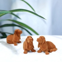 Creative et exquis YUANQI CUTA Style solide marron Flip chien en peluche anneau collier bijoux velours boîte d'emballage pour la fête des pères