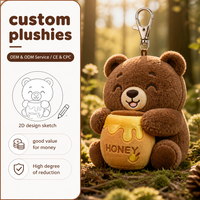 Porte-clés en peluche ours rétro avec pot de miel, breloque de sac en forme d'ours en peluche