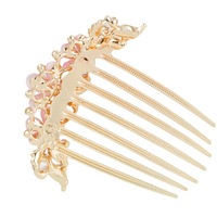 Koreanische Version Frauen Haar gabel vergoldet Sieben Zahn Haarkamm Kristall Opal Blume Haarnadel Hochzeits schmuck