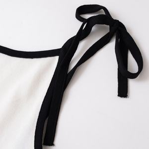 Mini-robe blanche unie à lacets et bretelles, dos évidé, décontractée, tricotée, respirante, pour femme, idéale pour l'été - Product Image 3