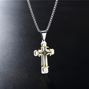 Collana Vintage Multistrato <span class=keywords><strong>con</strong></span> Ciondolo a Croce per Uomo, Catena in Acciaio Inossidabile, Gioielli Quotidiani <span class=keywords><strong>Maschili</strong></span> - Product Image 4