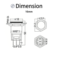 Connecteur de câblage à bouton-poussoir LED étanche IP65 en acier inoxydable 16 mm 3A/12V/24V/125V/250V à tête plate