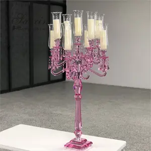 ZT-101P Red Blue Pink Màu Pha Lê Glass Candelabra Đối Với Bảng Trang Trí Đám Cưới Centerpieces