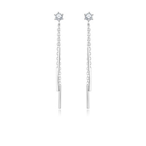 AGUP2134L alla moda argento platino orecchini pendenti alla moda a sfera di fiori motivo zircone di diamanti per feste di matrimoni regalando regali - Product Image 1