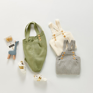Neugeborene Jungen Jungen Mädchen Overall Einfarbig Ärmellose Frühling Herbst Baby Kleidung Kleinkind Baby Strick Stram pler - Product Image 2