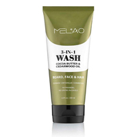 Champú para Barba 3 en 1 de Marca Propia para Hombre, con Aroma a Sándalo, Champú Orgánico para Barba y Limpiador Facial Diario