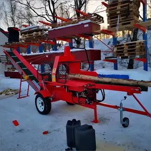 Ready to ship JQ 20T gasoline engine fire wood processor and log splitter forest machine Canada