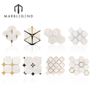 Mosaico di lusso artigianale <span class=keywords><strong>a</strong></span> forma di lanterna con conchiglie e marmo bianco misto, realizzato con tecnica waterjet per pareti e pavimenti di ville. - Product Image 6