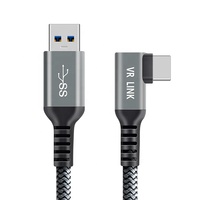 Kabel Data USB 3.1 ke Tipe C 90 Derajat Sudut Kanan 16FT 5M Tipo C USB Cavo untuk Oculus Quest 2 VR Link Cable