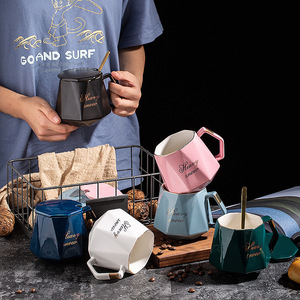Nueva <span class=keywords><strong>Taza</strong></span> de Café de Cerámica con Forma de Diamante y Logotipo Personalizado Estilo Nórdico, con Cuchara y Caja de Regalo - Product Image 5