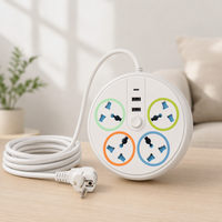 Multiprise intelligente créative avec prises universelles, USB-A (2 ports), USB-C (1 port), protection enfant, câble de 1,8 m, IP20