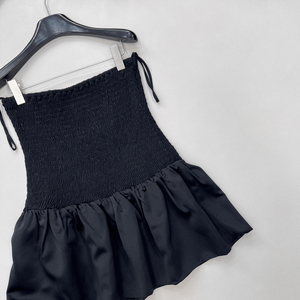 Vestido casual de tubo para mujer con falda sin tirantes con volantes, lazo lateral y corpiño fruncido - Product Image 6