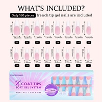 Uñas postizas de gel suave reutilizables con punta francesa cuadrada para dedos, cobertura completa, largas, estilo ataúd, de presión.