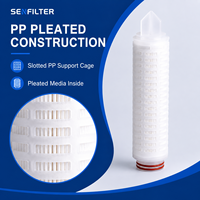 Cartouche de filtre à osmose inverse plissée en PP microporeux 0,1 0,22 0,45 microns 800 GPD Filtration d'eau industrielle