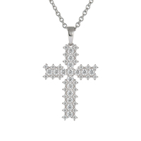 Collier pendentif croix en argent sterling 925 avec pavé complet de moissanite, chaîne de clavicule unisexe de luxe