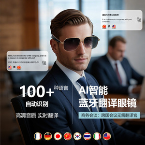 Asunlike Smart <b>Bluetooth</b> Glasses With Touch Control And <b>Microphone</b> For Music Calls And Real Time Translation - Product Image 2