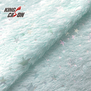 Kingcason Vải Lông Cừu <span class=keywords><strong>PV</strong></span> Lông Nhân Tạo Dập Nổi Nóng Hình Ngôi Sao Lazer Bóng Ngắn 100% Polyester Dùng Cho Đồ Chơi Dệt May Gia Đình - Product Image 5