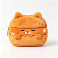 Porte-monnaie en peluche personnalisé pour femme, motif chat orange mignon et doux, avec fermeture éclair, mini sac portefeuille