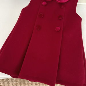 Korean Style Girl's Red Thick Sleeveless Jumper <strong>Dress</strong> Velvet Collar Christmas Party Red Thickened Sleeveless <strong>Dress</strong> for Kids - Product Image 3