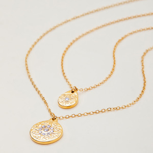 Collier en acier inoxydable plaqué or 18 carats, motif tournesol, pendentif goutte d'eau en diamant blanc, à porter au quotidien - Product Image 4