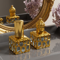 Flacon de parfum carré en verre de 10 ml avec applicateur à bille doré, rechargeable, pour huiles essentielles, échantillon de voyage, cadeau