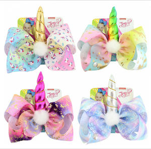 Jojo คลิปติดผมเด็กโบว์ใหญ่พิเศษรูปหัวใจยูนิคอร์นรูปดาวสีรุ้งพร้อม880-j กระดาษแข็ง - Product Image 5