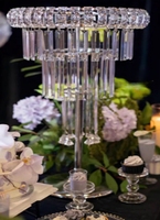 Bonne qualité hôtel maison décoration de table porte-fleurs or cristal acrylique centre de table de mariage