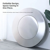 Table ronde pliante en acier inoxydable avec plateau tournant intégré pour la maison, les repas en plein air, les banquets, le hot pot, design gain de place