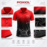 Polo de golf personnalisé dégradé rouge-noir à manches courtes, haut d'équipe avec logo personnalisé, uniforme pour clubs et événements, fourniture OEM, faible MOQ