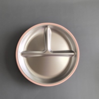Ensemble de vaisselle moderne pour bébés et enfants sans BPA, en acier inoxydable, antidérapant, de qualité alimentaire, assiette de sevrage à 3 compartiments