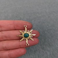 Sun Moon Connector Pendentif en laiton Charms tribaux pour bijoux créatifs Pierre de labradorite en laiton en or pour le bricolage