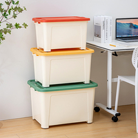 Boîte de rangement de bureau multifonctionnelle en PP rectangulaire moderne et colorée, écologique, avec couvercles et roulettes (36L-76L), empilable pour la maison