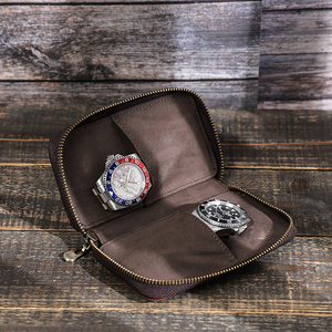Handmade Full-grain Cowhide Suede <b>Watch</b> Storage Box Optimal Square Family Storage <b>Case</b> Couples Two-Pack <b>Watch</b> Bag - Product Image 5