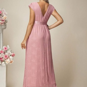 Elegante <span class=keywords><strong>rosa</strong></span> <span class=keywords><strong>de</strong></span> manga corta con estampado <span class=keywords><strong>de</strong></span> flores <span class=keywords><strong>vestido</strong></span> <span class=keywords><strong>de</strong></span> maternidad Casual <span class=keywords><strong>de</strong></span> gran tamaño con cuello en V Crossover vestidos <span class=keywords><strong>de</strong></span> maternidad mujeres embarazadas - Product Image 2