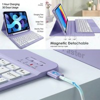 Clavier sans fil détachable pour tablette Samsung Galaxy Tab A9 8,7 pouces, étui de protection avec support et rétroéclairage RVB arc-en-ciel