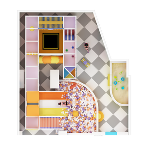 Toboggan d'intérieur coloré avec piscine à balles pour enfants, en matériau PP, design pagode, panneau de bienvenue inclus - Product Image 5