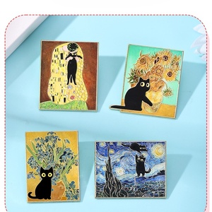 Pins en émail dur personnalisés, style Art Factory, motifs Tournesol, Le baiser de Klimt, Nuit étoilée, pour badges et mode - Product Image 1