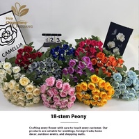 18 handgefertigte europäische Rosen und ausländische Pfingstrosen – grenzüberschreitende Hochzeits- und Halloween-Heimdekorationsornamente für den Großhandel