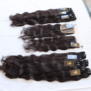 Tissage en lot indien brut de qualité supérieure, cheveux humains vierges avec fermeture en dentelle 4x4 5x5 6x6 7x7 Hd - Product Image 2