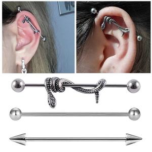 Gaby new jewelry <span class=keywords><strong>set</strong></span> 316L 14G all surgical steel glassato sexy snake Industrial Barbell orecchino piercing jewelry - Product Image 2