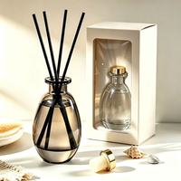 Ensemble de 150 ml de bouteilles en verre rondes, aspect cristal, pour diffuseur d'huiles essentielles, parfumées, pour aromathérapie