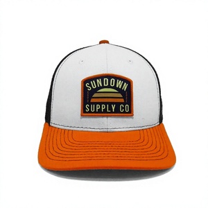 Custom Embroidery Patch Trucker <b>Hat</b> Retro Style Two Tone Cotton Front Mesh Back Cap Structured Mesh <b>Hat</b> Wholesale OEM Factory - Product Image 1
